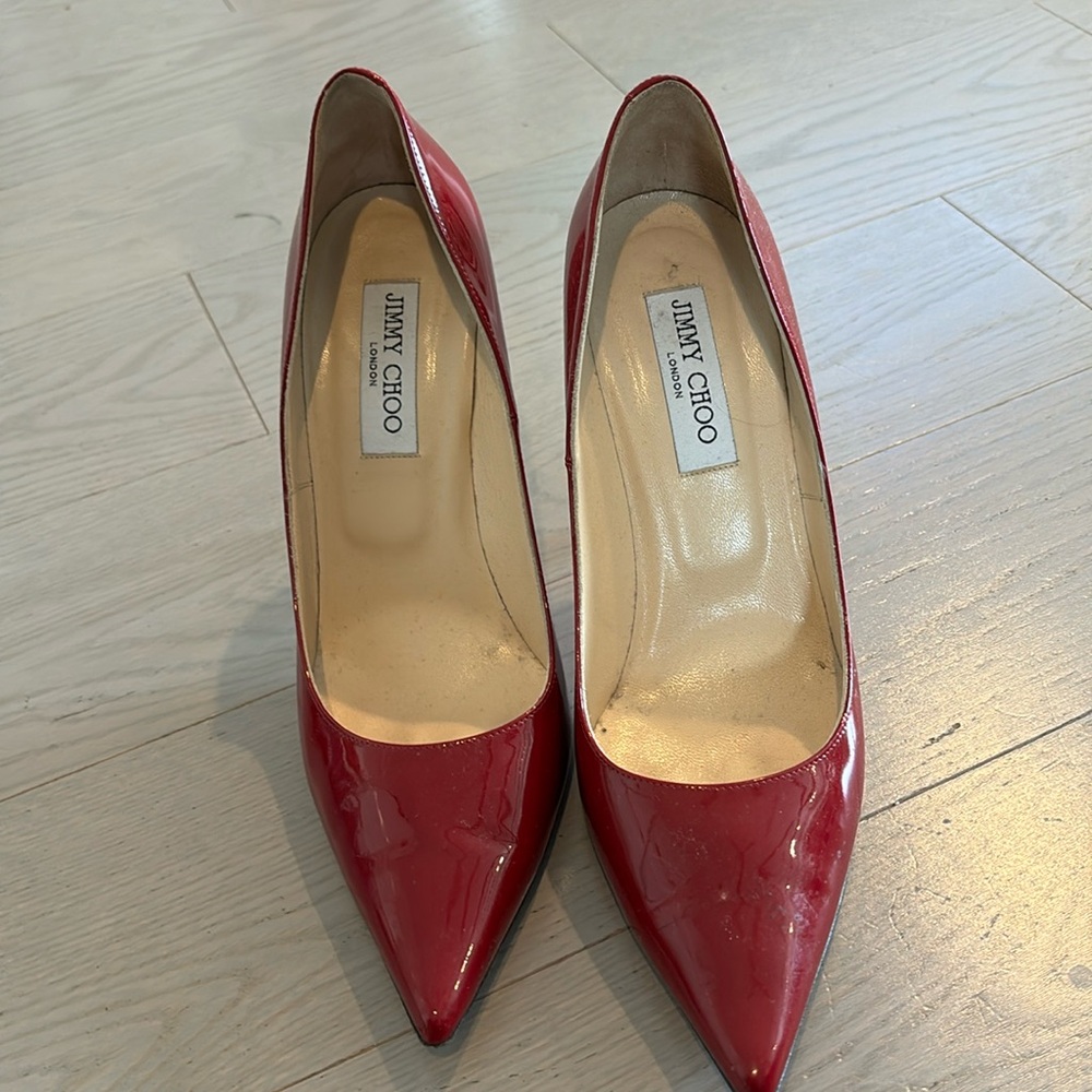 Jimmy choo red patent pumps 40